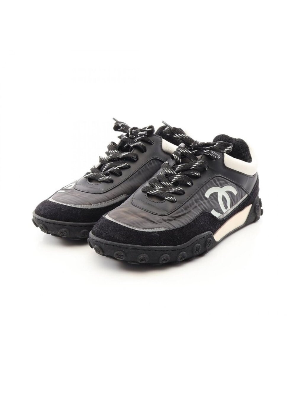 Chanel Sneakers CC Logo Nylon Suede